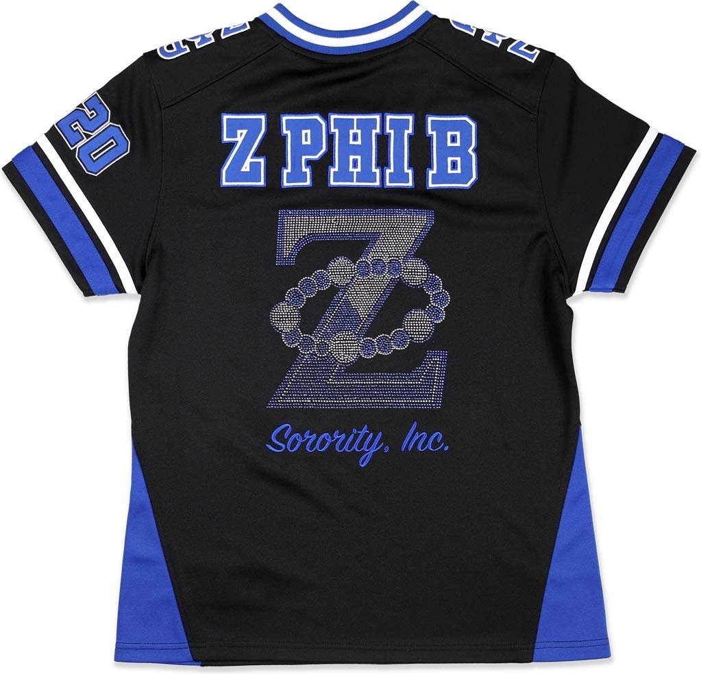 Big Boy Zeta Phi/? Beta Divine 9 Rhinestud S13 Ladies Football Jersey [Black - S] - ID#30617