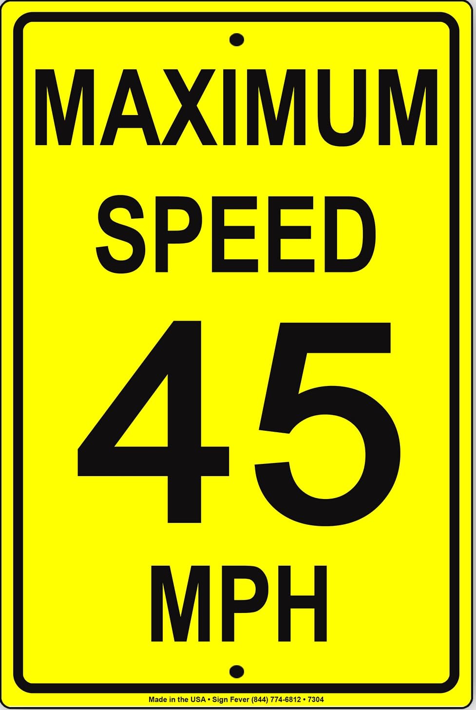 Maximum Speed Limit 45 MPH Road Safety Warning Metal Sign