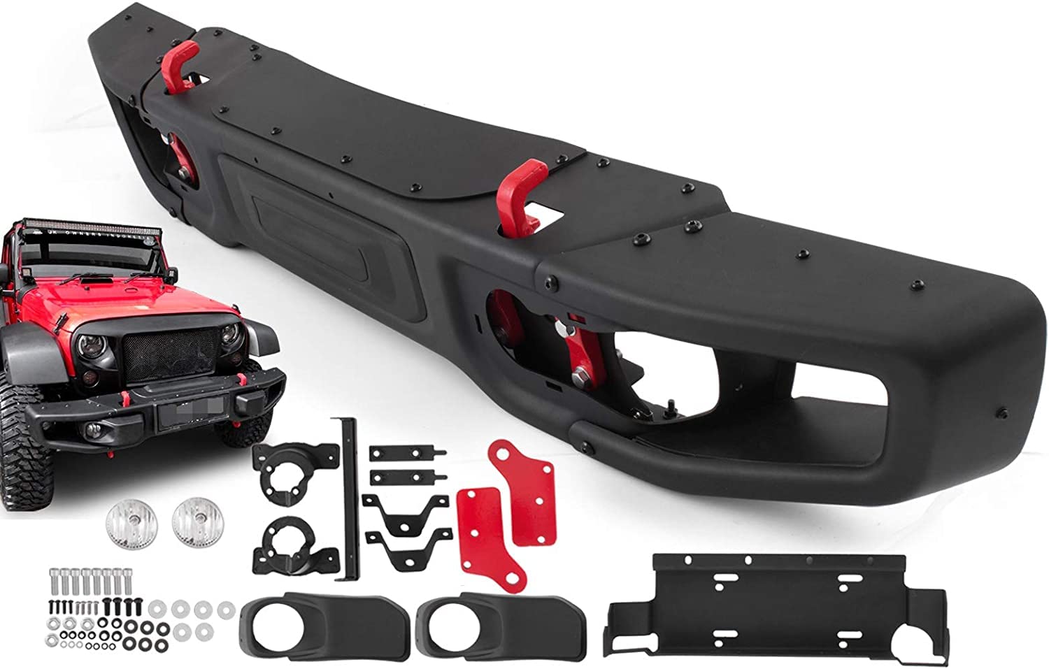 Steel Front Bumper Rubicon Style/10th Anniversary Style for 2007-2018 Jeep JK Wrangler Limited/Unlimited