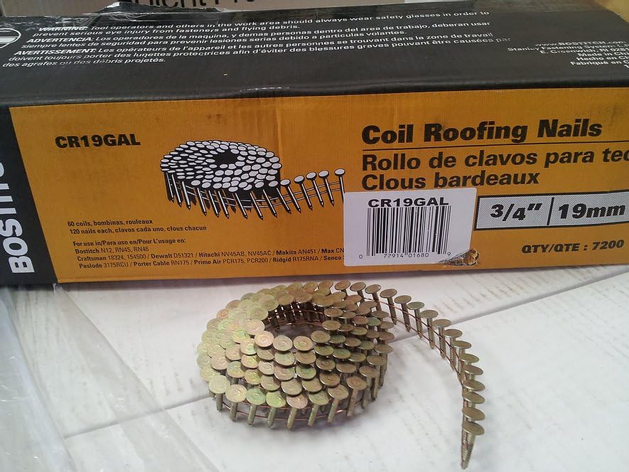 Bostitch Galvanised Roofing Coil Nails 19mm - 44mm (CR19GAL -19mm)