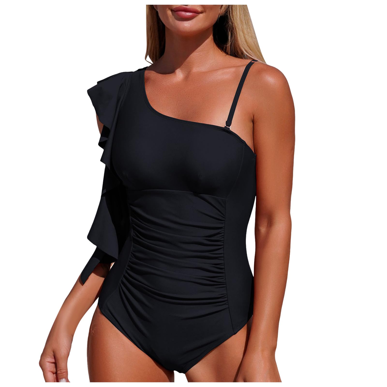 Maillot De Bain Femme Nouveau Maillots Une Pièce Asymétrique Une Épaule Bandeau Col Carré Moderne pour Piscine Plage Tenue De Bain Tendance