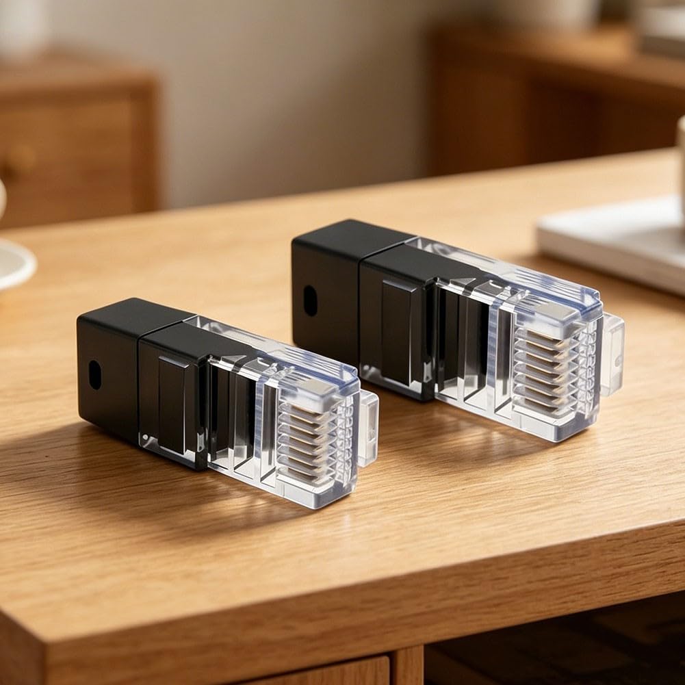RJ45 Abschlusswiderstandsstecker mit 120 Ohm eingebaut für Ethernet-Kurzschlusstests 8P8C Loopback Verifizierungswerkzeuge für Netzwerkkabel und Diagnosegeräte, Schwarz, 2 Stück