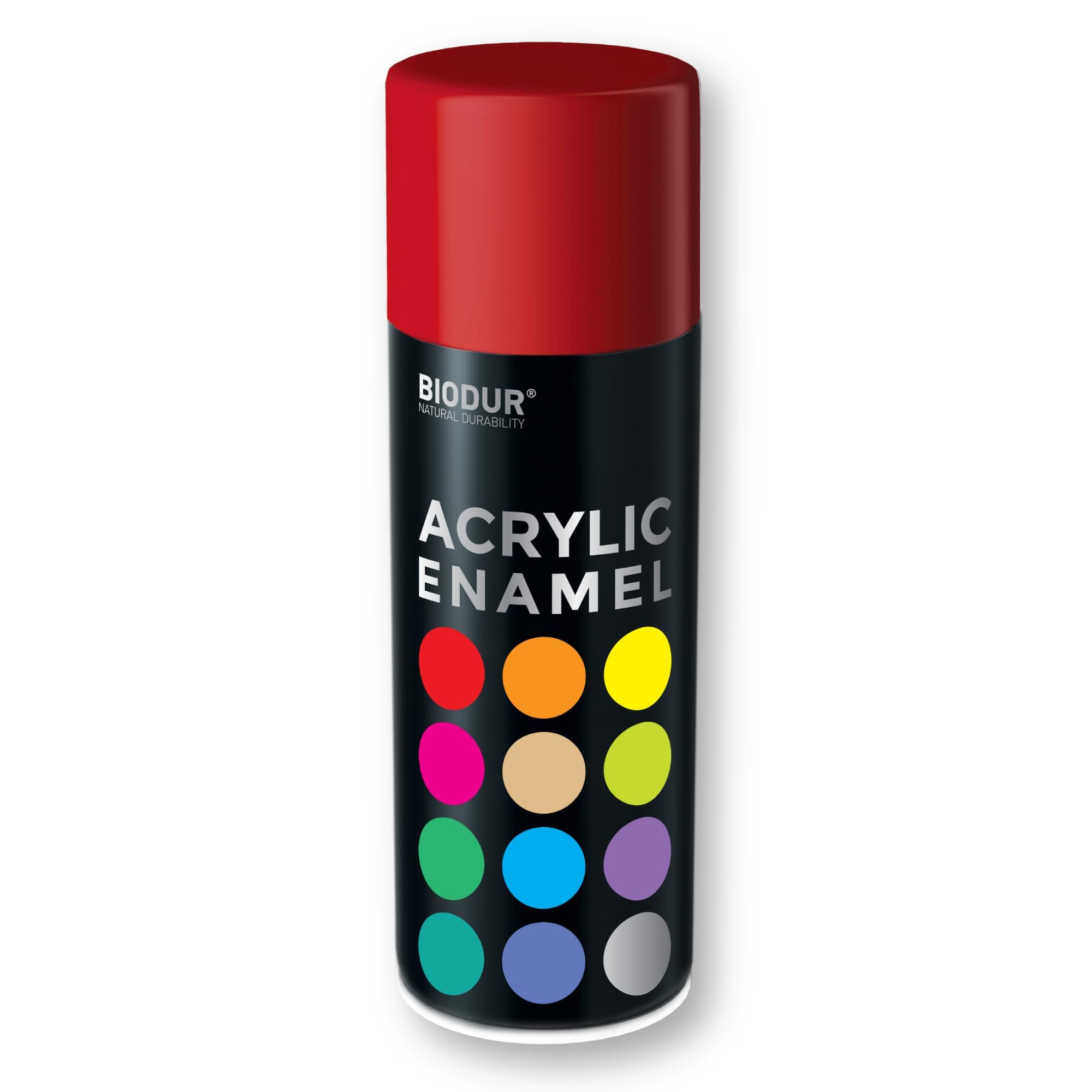 Biodur Universelle Acryl-Emaille Sprühlack 400 ml, Glänz RAL 3000 Feuerrot, Glänzend, Akrylemaille UV-beständig, Universell Einsetzbar für Innen- und Außenbereich, Schnelltrocknend Sprühdose