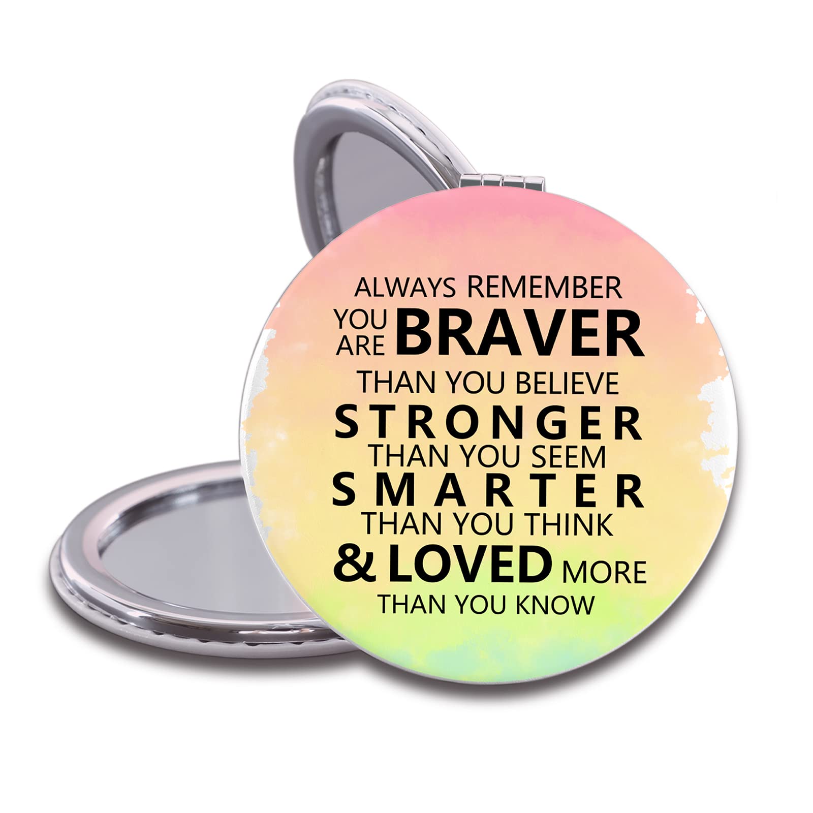 JAmuruwt Appreciation Inspirational Gifts for Women Coworkers Always Remember You are Braver Than You Believe Compact Travel Hand Mirror for Birthday Christmas Halloween