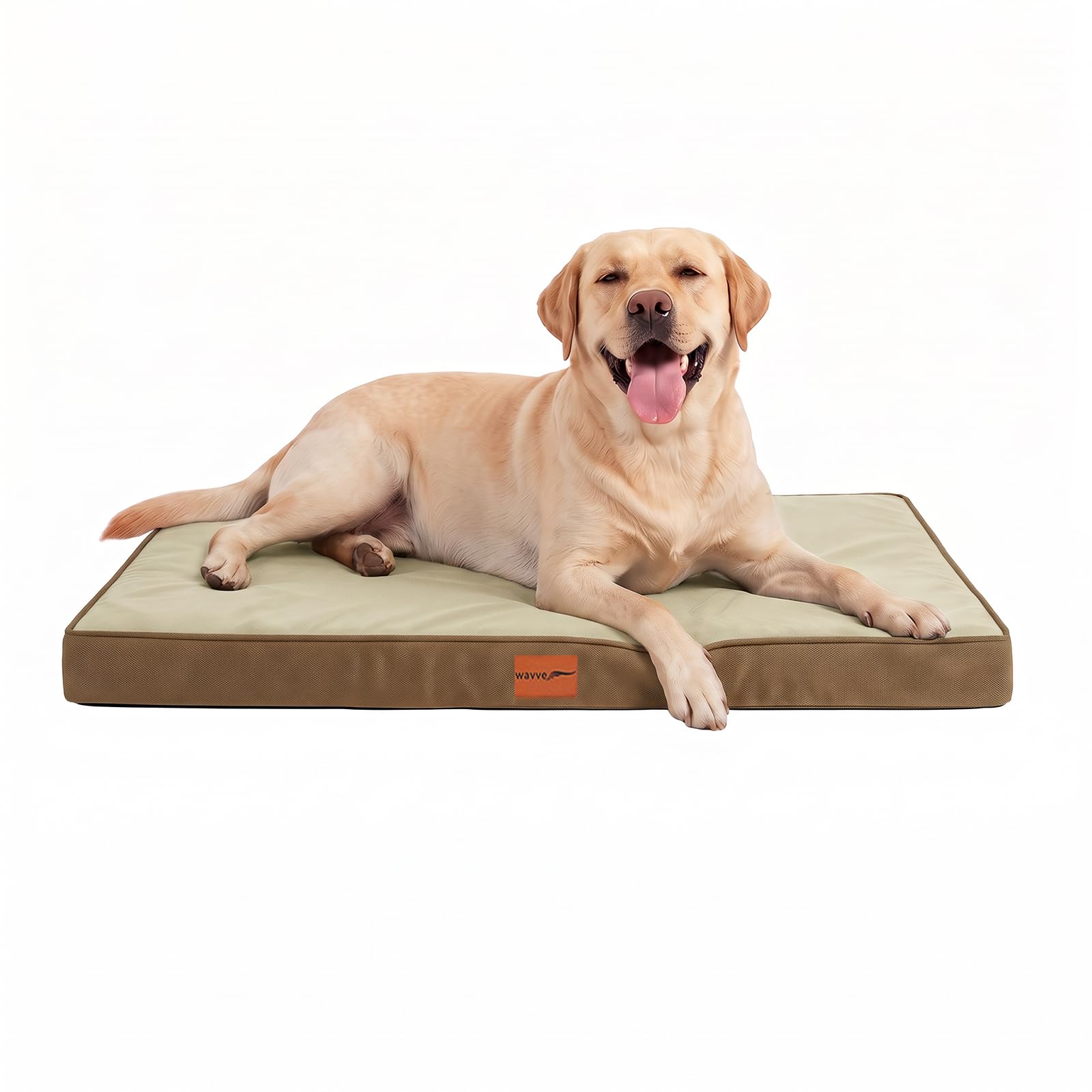 WAVVE Cuccia Cane Interno Taglia grande 104x69x7.6 cm Marrone | Materassino ortopedico in schiuma a nido d’uovo, sfoderabile e lavabile, fodera interna impermeabile, fondo antiscivolo