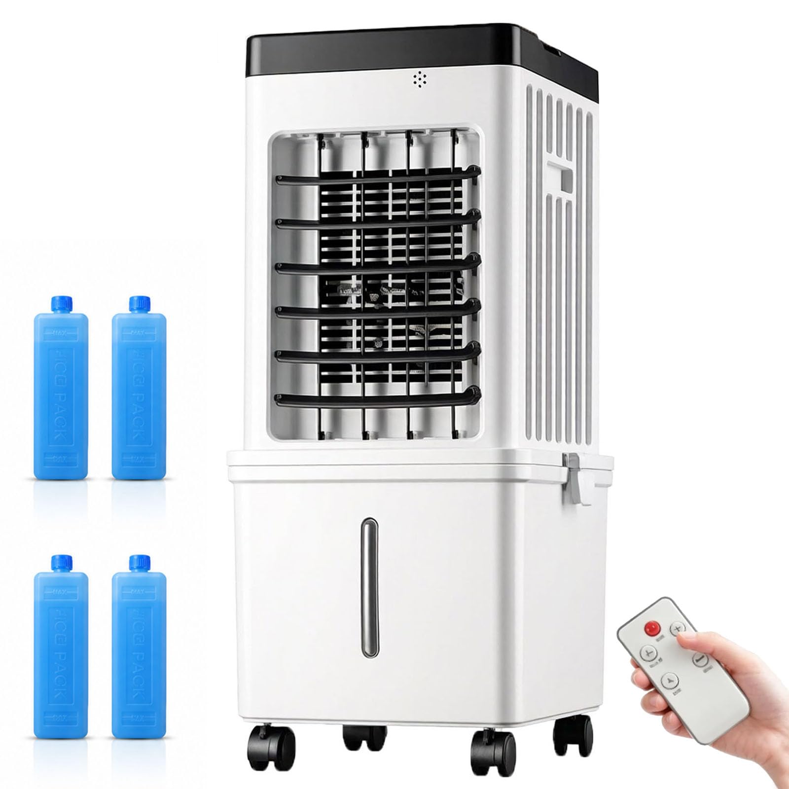 Przenośny Klimatyzator Bez Okna, 15L Klimatyzer Ewaporacyjny Z 3 Prędkościami, Timer 7.5H, Wyświetlacz LED, Oscylacja 90° I Funkcja Nawilżania, Wentylator Chłodzący Do Domu I Biura