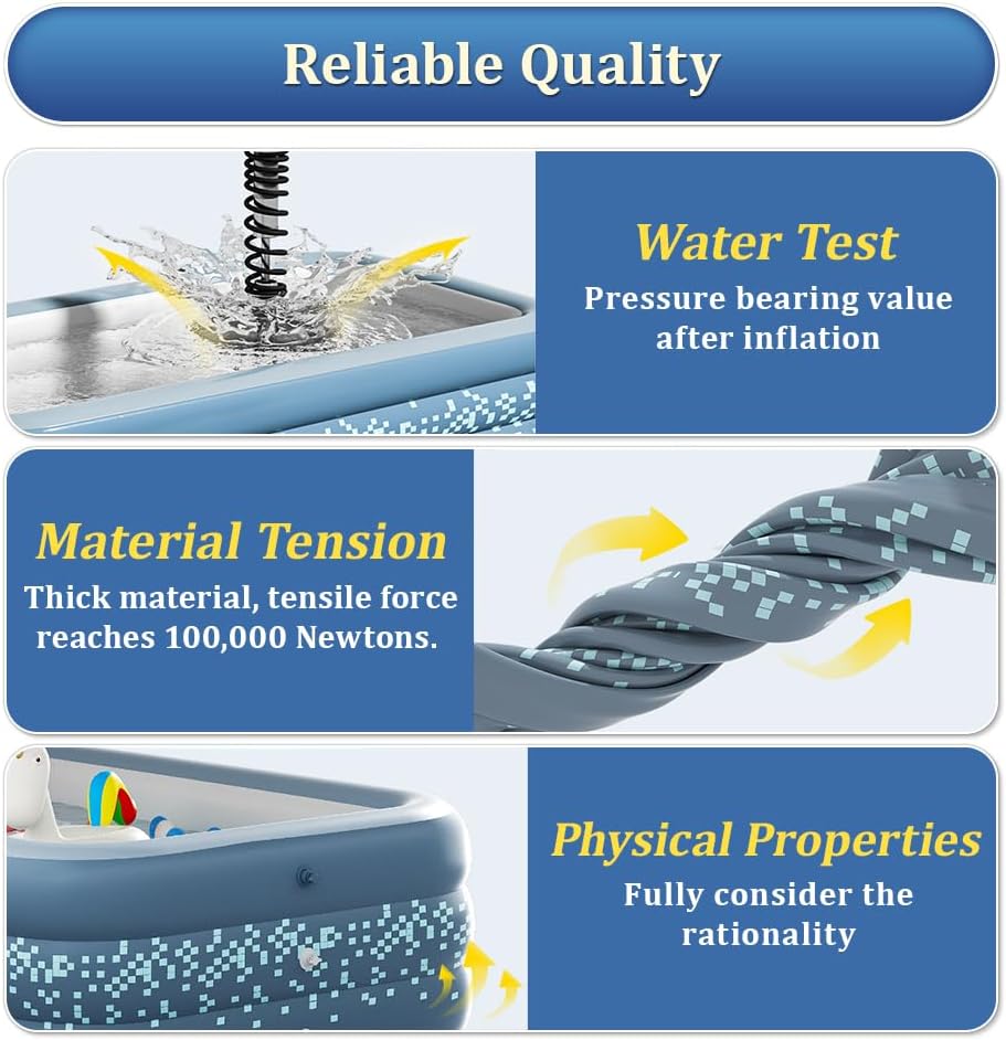 YUEWO Inflatable Swimming Pool Family Full-Sized Kiddie Blow Up Pool for Toddlers, Kids & Adults Above Ground Lounge Pool for Garden, Backyard Water Party (2.1m/83in)