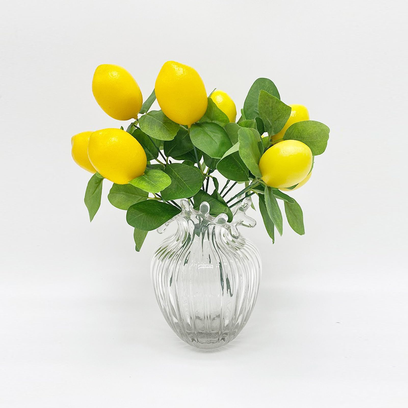 MINGZHE 2pcs Artificial Lemon Tree Branches, Faux Yellow Lemons Tree Stem Fake Fruit Branch, Spring Yellow Lemon Artificial Floral Picks Branches for Home Kitchen Table Party Vase Decor(S)