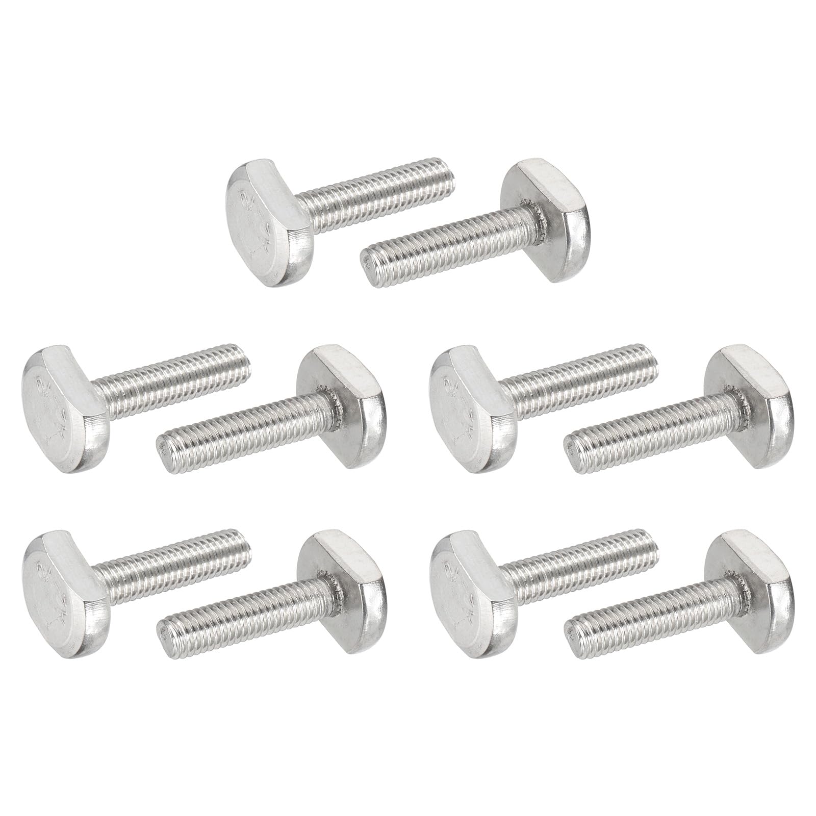 PATIKIL M6 x 25 mm T Slot Bolts, 10 Pcs 304 Stainless Steel Drop-in Bolt T Shape Stud Sliding Screw Metric Thread Hammer Head Bolt for T Track, Silver
