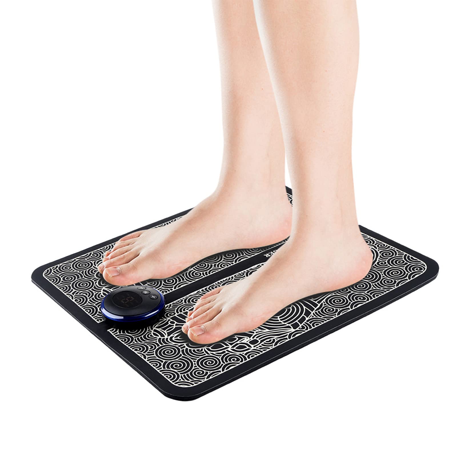 Tappetino per Piedi EMS Portatile,Piedino Elettrico Pieghevole Multifunzione con 6 modalità di Massaggio E 9 Punti di Forza del Massaggio,temporizzazione Intelligente 15 Minuti,Uso del Corpo