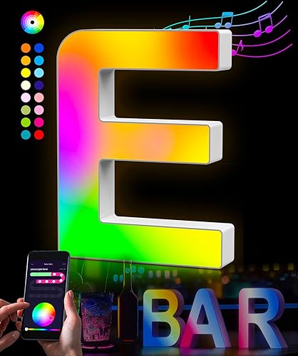 Light Up Letters LED Letter - Letters Custom Splicing Colorful Glitter Alphabet Music Sync Changing LED Letters Backlight Creative Decoration for