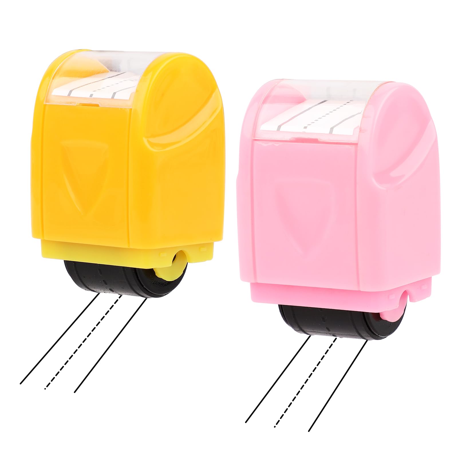 2pcs Dash Handwriting Lines Practice Stamp Roller, Self Inking Teacher Stamps for Kids Students Office Kindergarten Classroom Must-Haves (Pink, Yellow)
