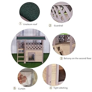 木製キャットハウス Amazon | 木製キャットハウス屋外防水ペットハウス2階建て