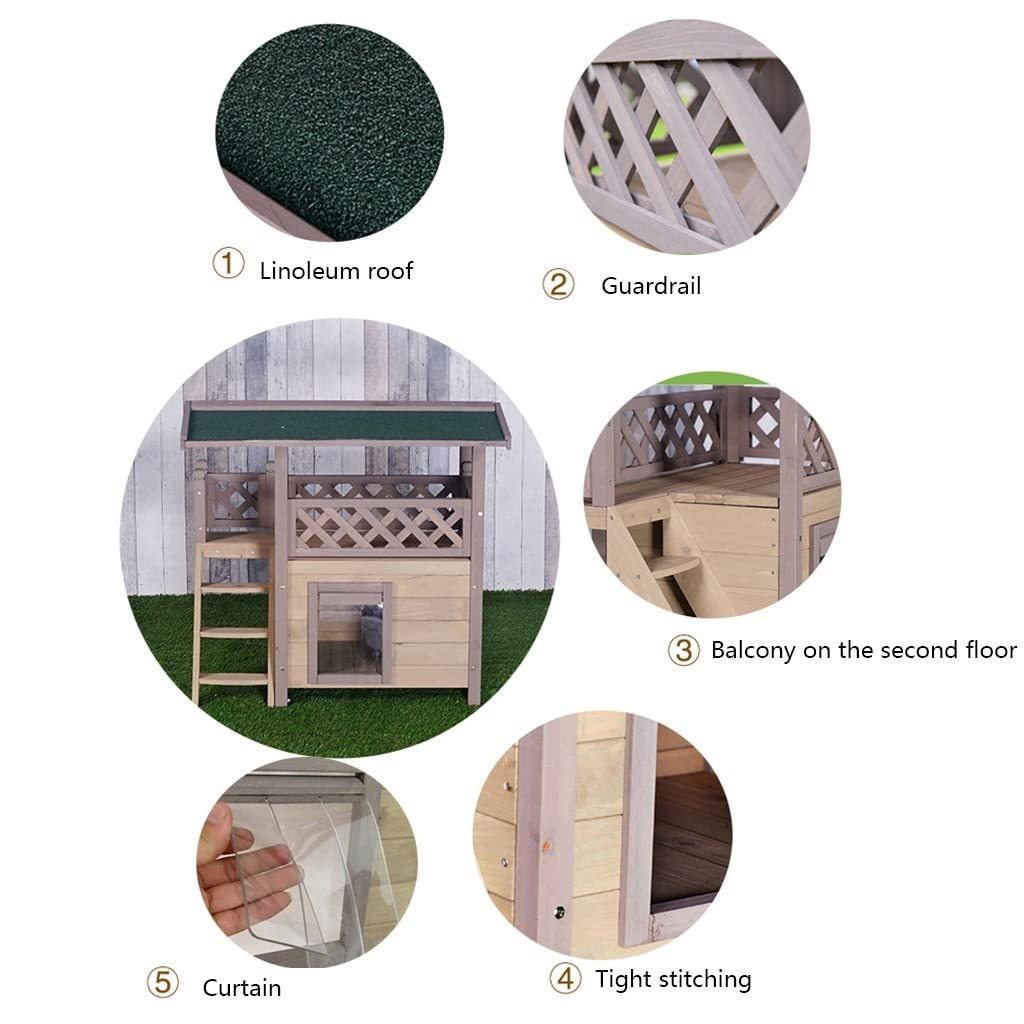 Amazon | 木製キャットハウス屋外防水ペットハウス2階建てキャット