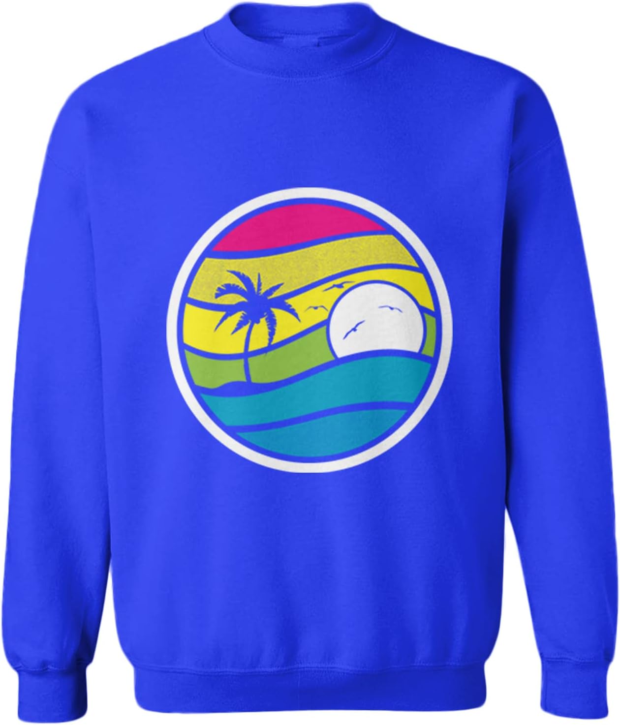 Circle Palm Tree Sunset Scene - Toddler Fleece Crewneck Sweater