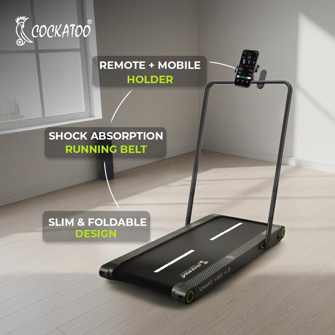 Cockatoo Smart Vibe 4.0, 2 HP-4 HP Peak Vibration Walkpad Treadmill with Fat-Burning Massage Vibrator for Home, Max User Weight 120 Kg 26