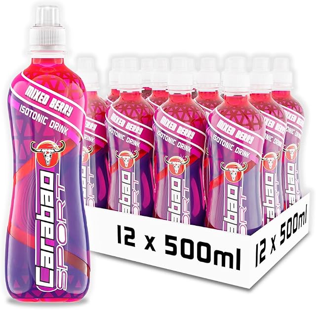 Carabao Sport Energy Drink Mixed Berry, 12 x 500ml Bottles Case, Isotonic, Electrolytes, No Aspartame, B Vitamins B6 B12, Sports Drink, Hydration, Performance, Fruit Flavour, Bulk Crates, Multipack