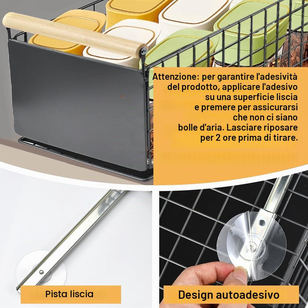 Cassetto Scorrevole Estensibile,Ripiani per Cassetti Estraibili,Cassetti Estraibili per Mobili Cucina,Cassetto Telescopico con Maniglia,Organizzatore Estraibile per Armadio da Cucina