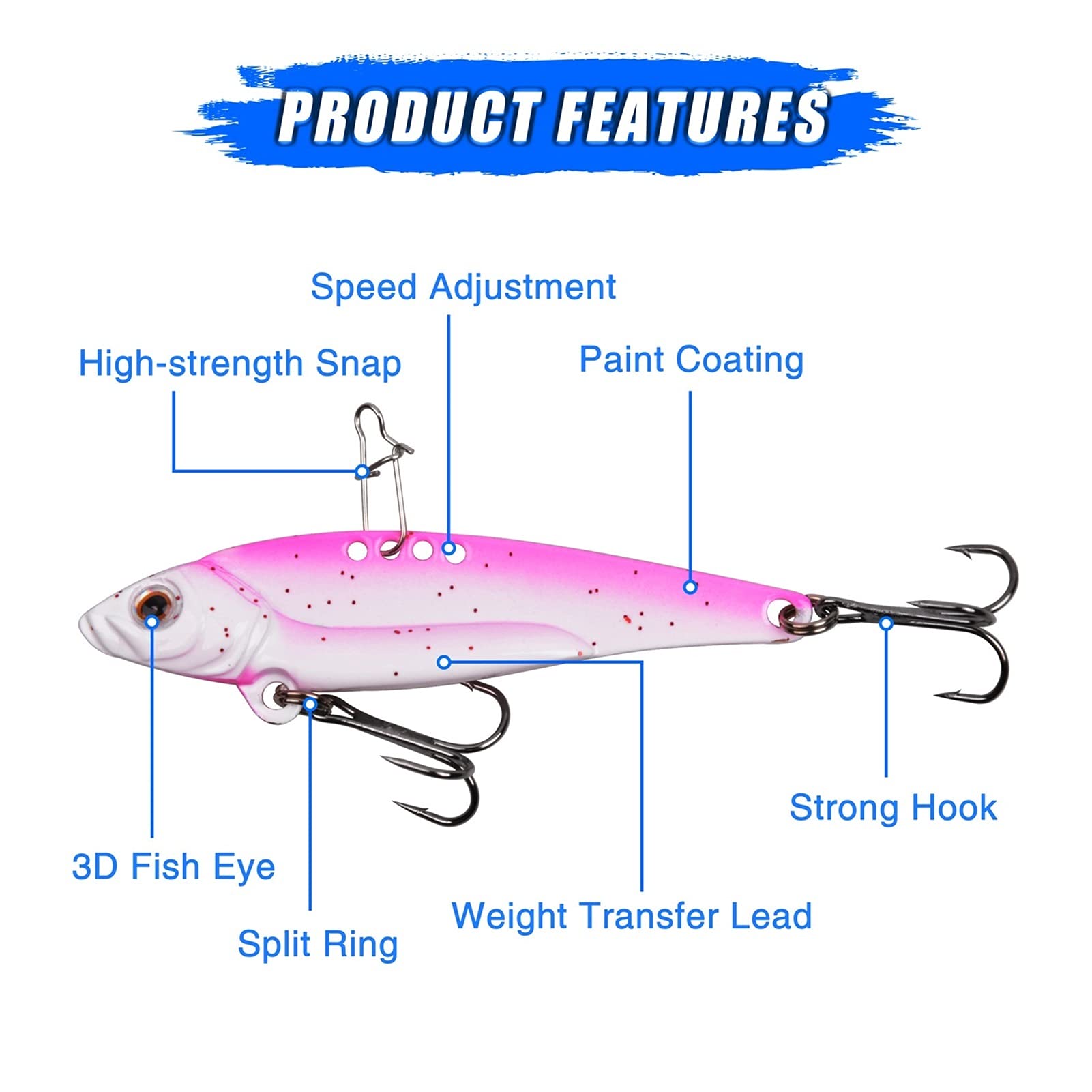 caihuashopping Señuelos de Pesca Fueruras de Pesca metálica Que se Hunde cucharas de Cebo Artificial Blade Switchebits Establecido para la Pesca de señuelos de Walleye 5pcs / 10pcs Cebos Artificiales