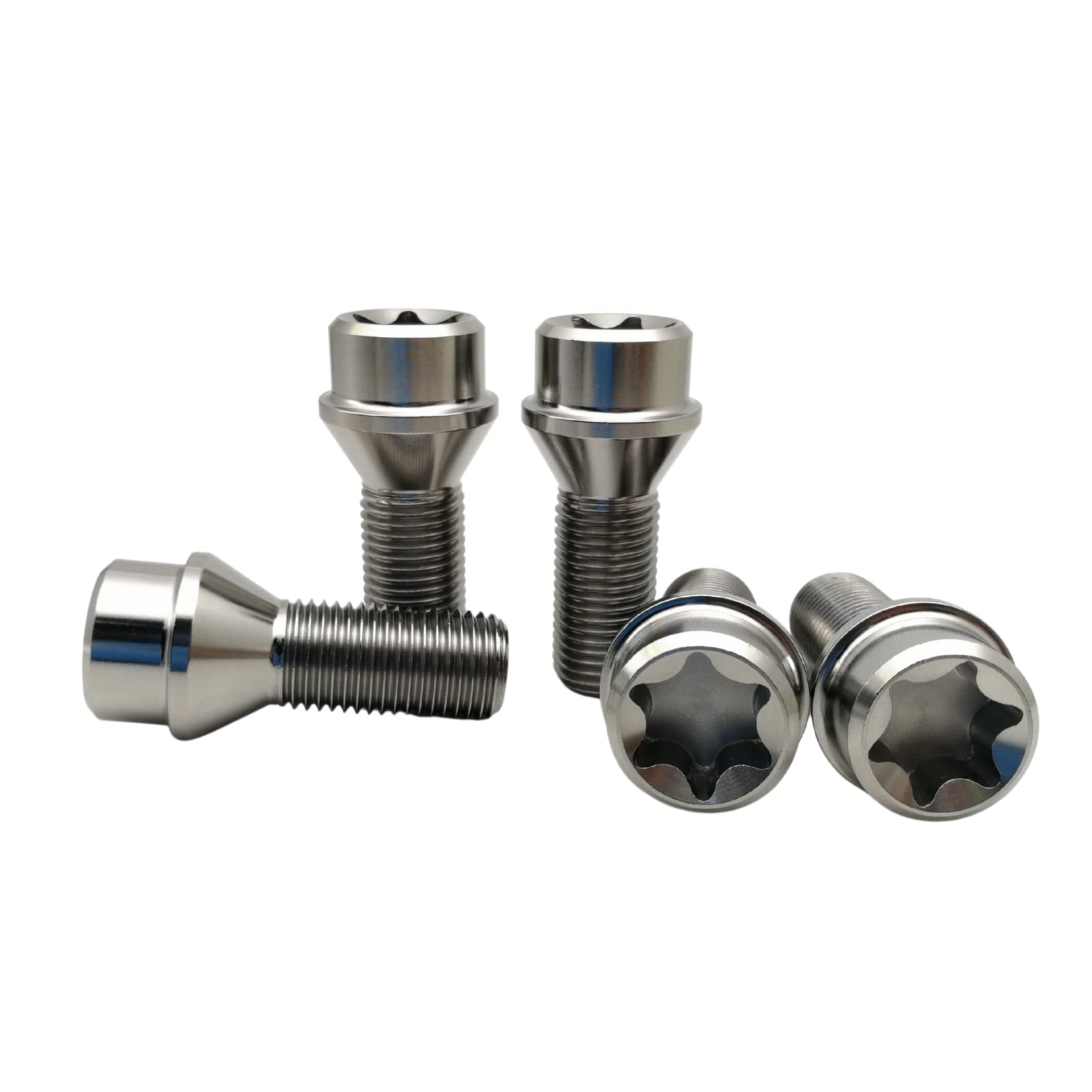 RISON-Titanium Radschrauben M12 x 1,5 x 28 Titan Torx Kopf Lug Bolts 28mm Schaft 20 Stück 6AL4V Luftfahrtqualität Kegelsitz Natur M12 x 1,5 x 28mm Lug Bolts