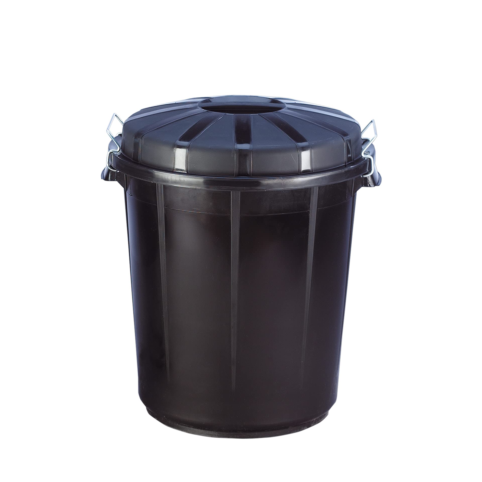 Cubo Industrial con Tapa 70 litros – Plástico Resistente, Asas Metálicas Ergonómicas, Color Negro, 50x50x60 cm – Ideal para Industria, Limpieza y Hostelería | Denox