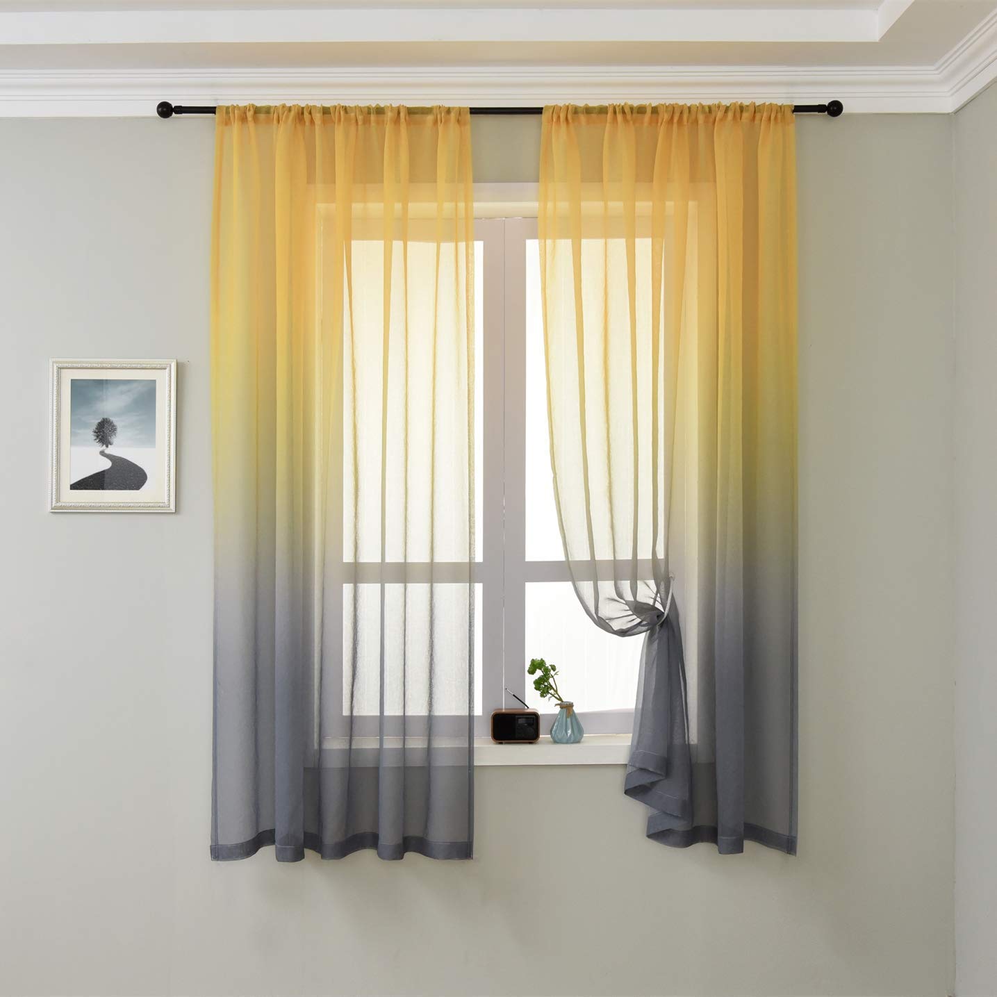 GYROHOME Tende trasparenti in tulle sfumato, decorazioni per la