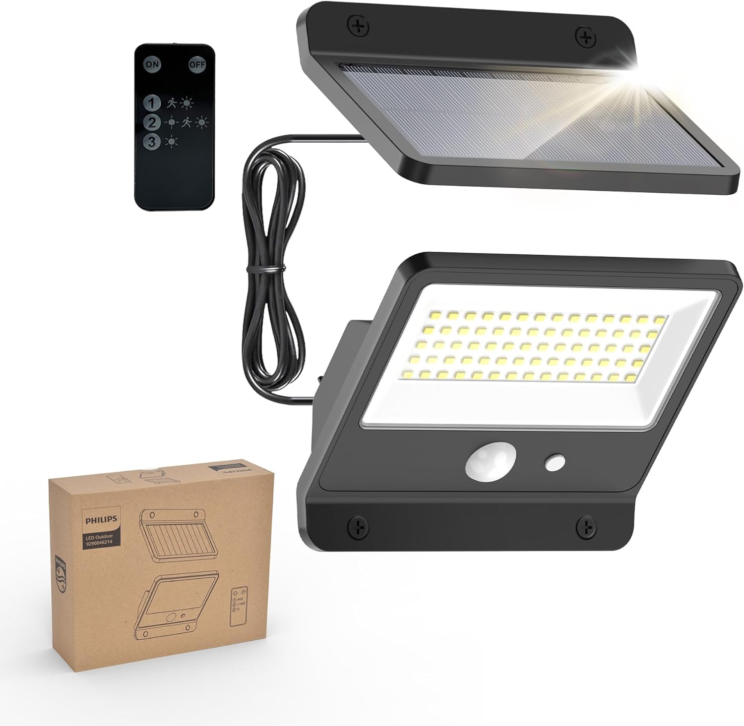 Philips Solar Security Outdoor Led 6500 KSolar-Powered Flood W / Pir Motion SensorRemote Control W / 16 Ft CableIp 65 from B&Q