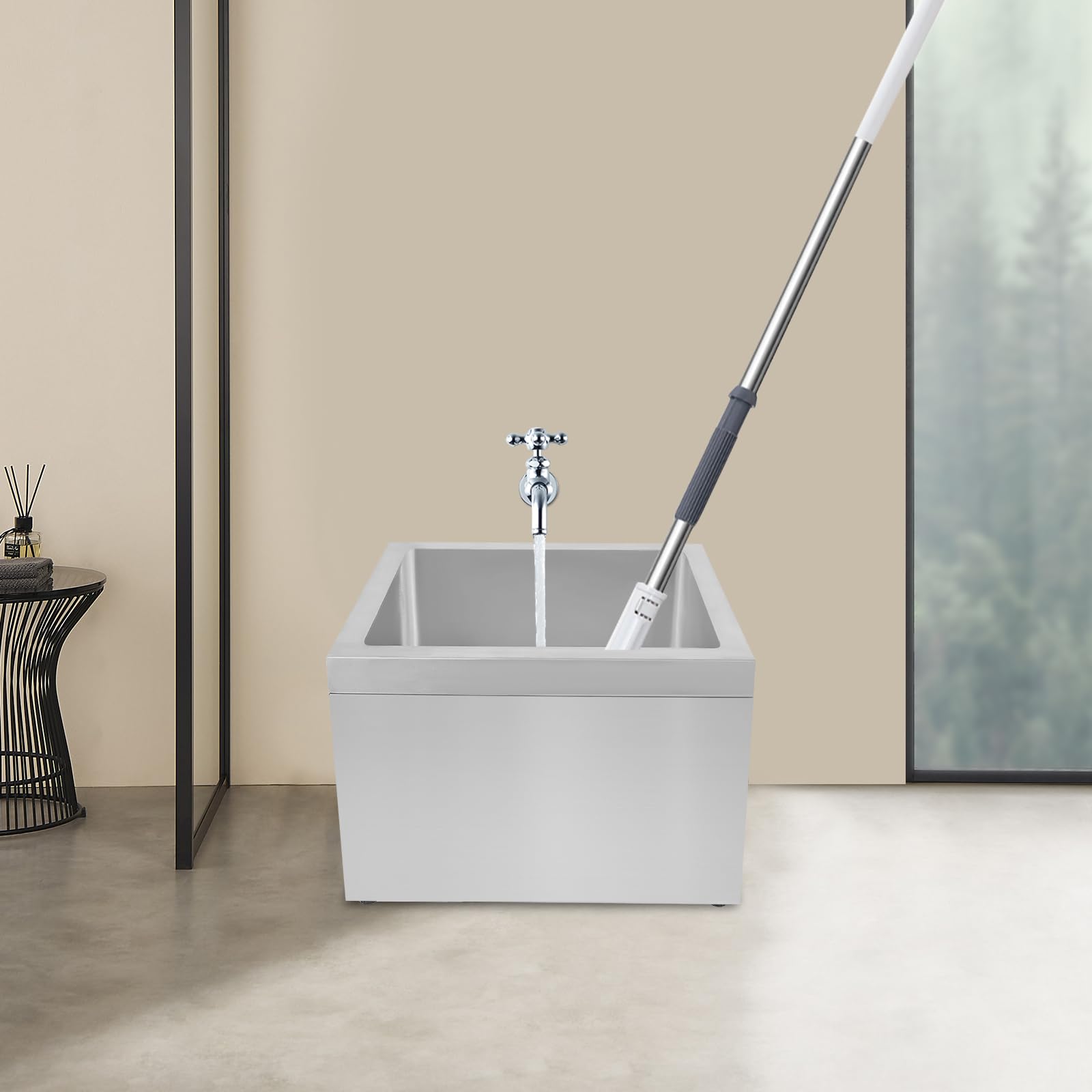 Free Standing Utility Sink Stainless Steel Single Bowl Basin Commercial Floor Mop Sink for Washing Pet, Cleaning Tools, Filling Water Bucket, Quick Draining (22 * 19 * 12in-Style3)