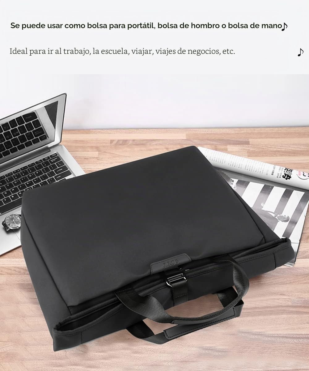 zhongningyifeng Bolsa de hombro para laptop de 14 pulgadas, de nailon, impermeable, para negocios, casual, color negro, para trabajo, escuela, viajes