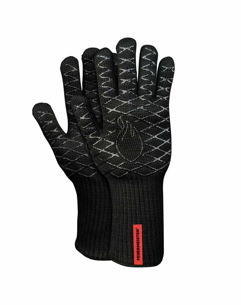 Premium BBQ Gloves Aramid/Nomex Black/Red Set of 2 Size 10