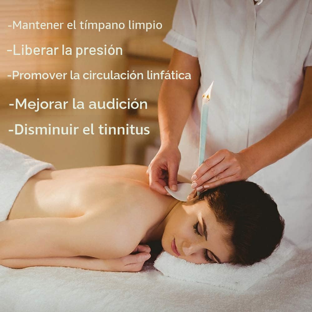 Juego de 20velas para oído, con cera de abejas orgánica natural (bandeja de protección contra goteo, 10 unidades), kit de vela para el cuidado de la salud de orejas bloqueadas (amarillo)