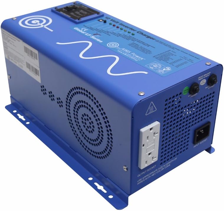 AIMS Power 4000 Watt 12 VDC Pure Sine Inverter Charger 120 VAC Output 120A Charger 40A Transfer Switch PICOGLF40W12V120V