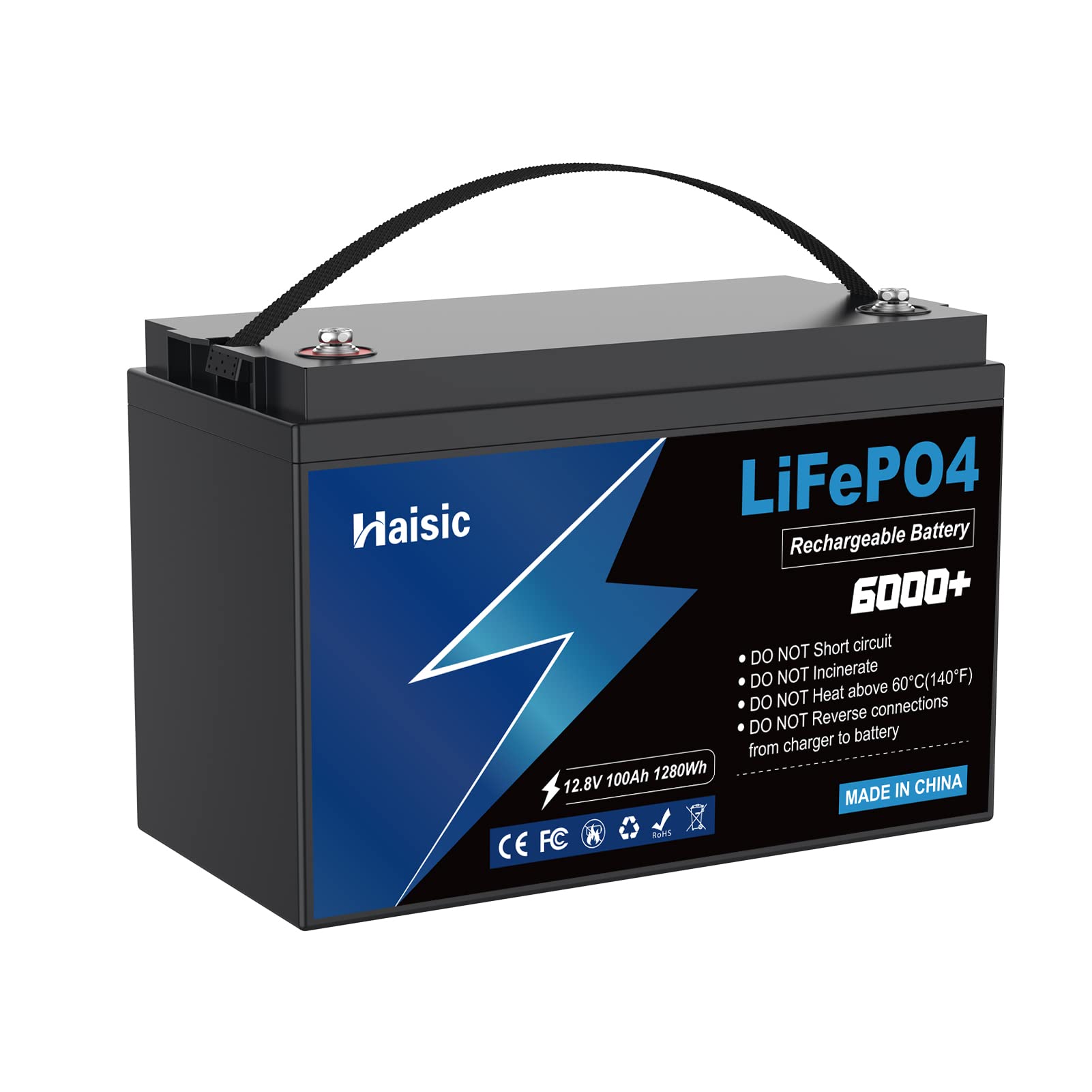 Batteria al litio Litime 100 Ah 12 V 100 Ah LiFePO4, 100 A BMS, 4000 – 15000 cicli, durata 10 anni, sostituzione perfetta per acido piombo, SLA, AGM