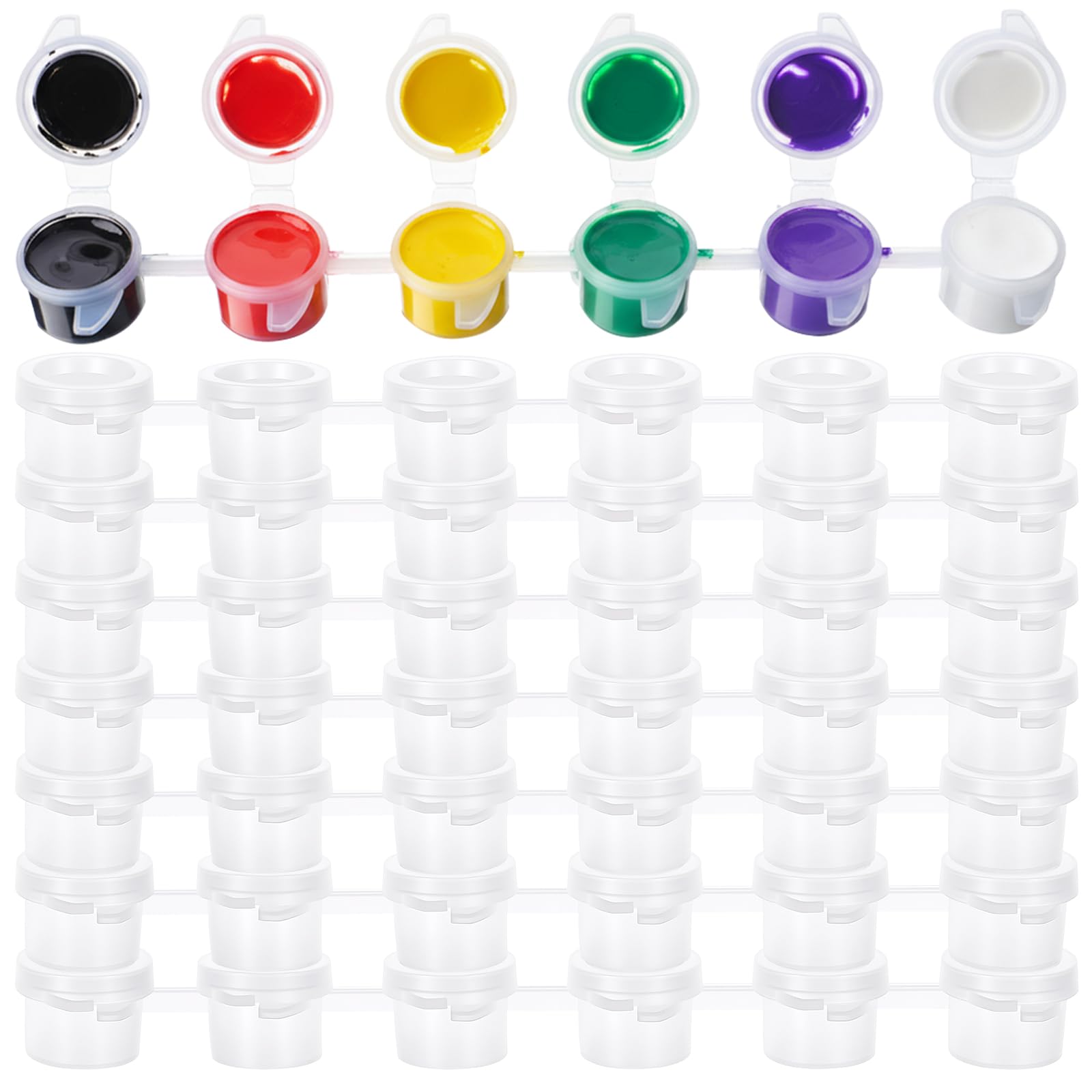 Matwsec 42 Pack Empty Paint Pots with Lids, 5ml Small Clear Paint Pots, Plastic Small Containers with Lids for DIY Craft, Painting, Nail Art, Beads, Powders - Ideal for Classrooms & Art Festivals