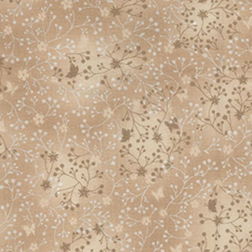 Oh Sew Crafty Limited Beige 100% Cotton Fabric Flutter Cotton Blender Floral Flower (Per Metre) (Beige)