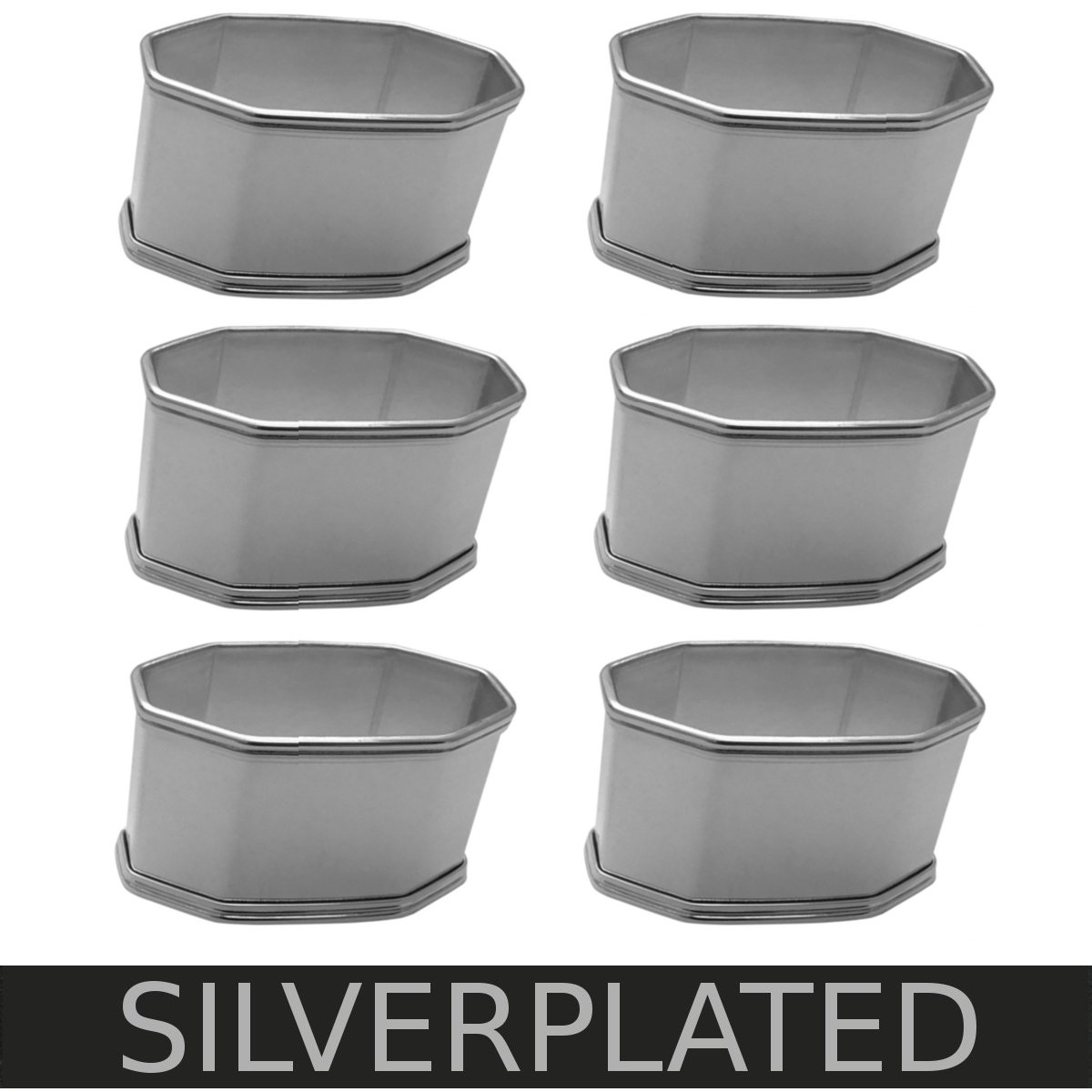 Octo L Lot de 6 Ronds de Serviette plaqués Argent pour Serviettes en Tissu 5,5 cm