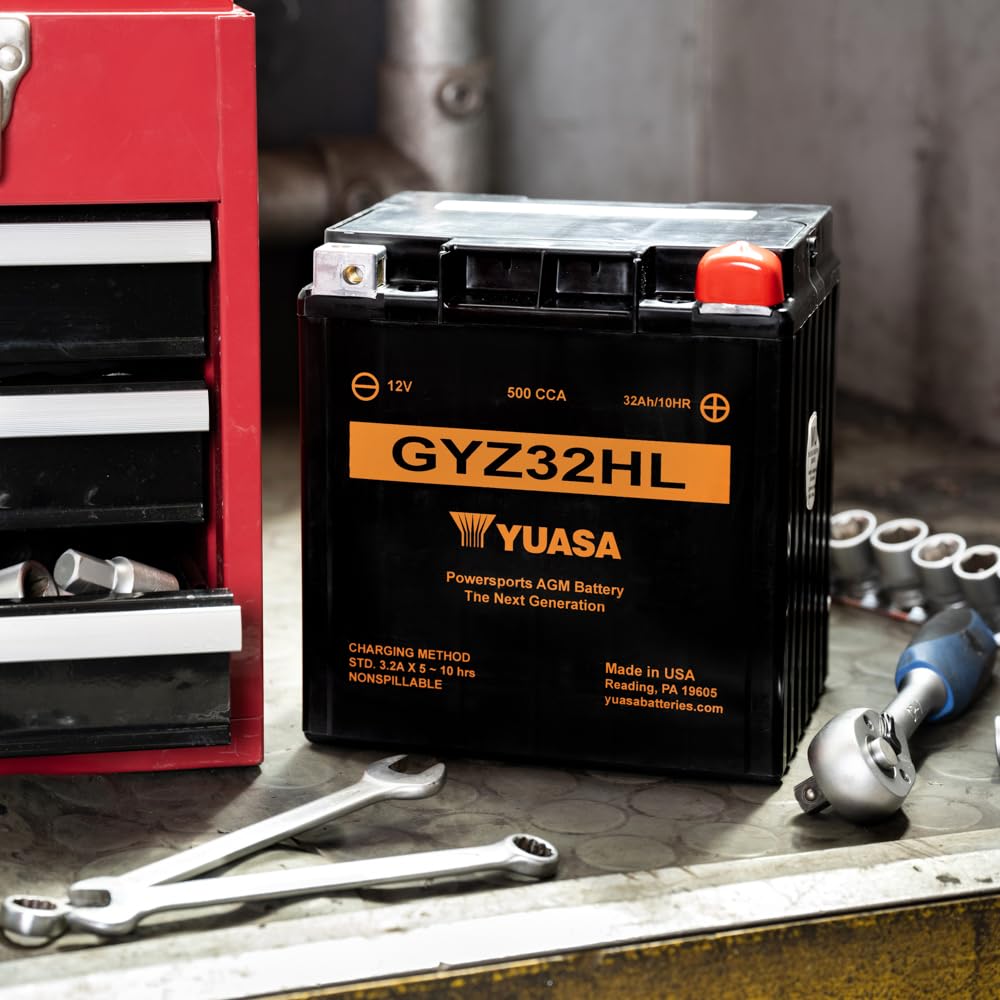 Yuasa GYZ32HL 12V 500 CCA wartungsfreie AGM VRLA Motorradbatterie | 33,7 Ah, Kompakt, Auslaufsicher, Vibrations- & Korrosionsbeständig, Ideal für Sportbikes & Start-Stopp