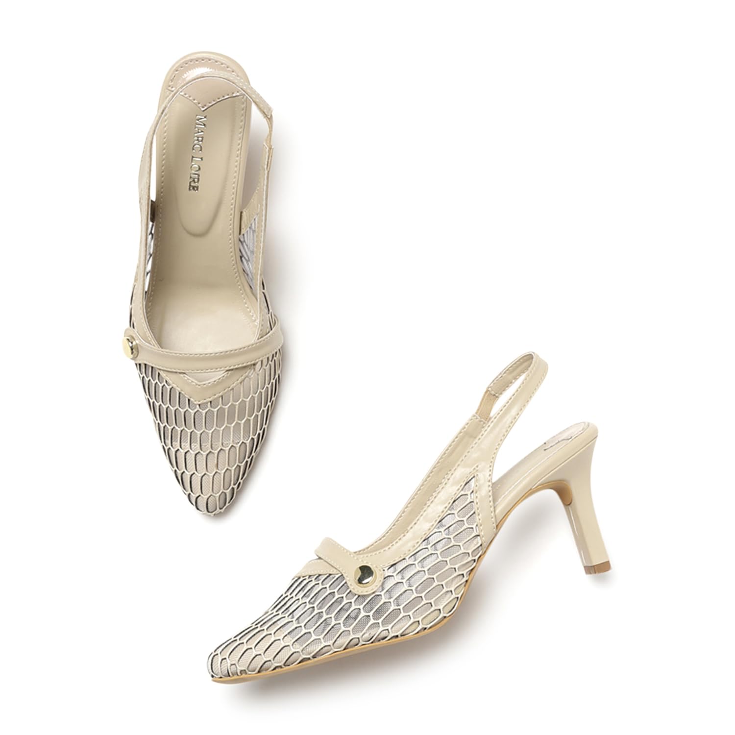 Marc Loire Women Slim Heel Pointed Toe Fashion Sandal with Slingback Strap (Cream, 5) (B0CYPJW5JL) Amazon Price History, Amazon Price Tracker