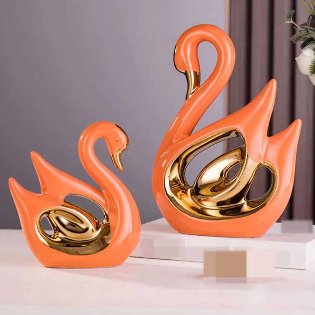 Adornos De Cerámica Sala De Estar, TV, Vinoteca, Pareja, Cisne, Decoración De Cerámica, Mesa De Entrada, Decoración Statues For Home Decor