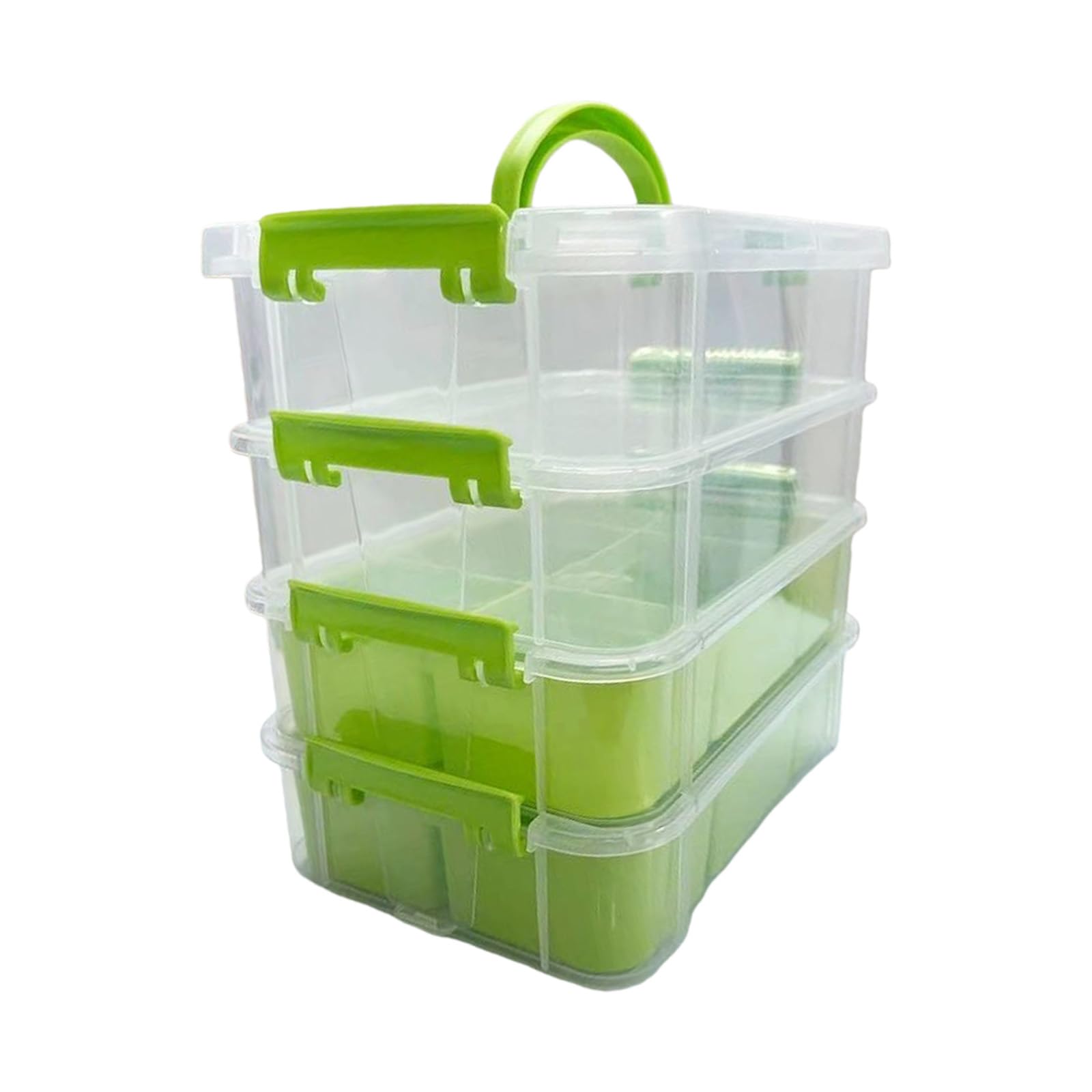 Fromceo Green Four Layers Stackable Storage Box Clear Drawer Containers For Toy Organization Craft Supplies Multiple Section Pp Organizers Stackable Pp Storage Container