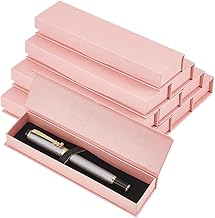 BENECREAT Confezione Regalo Da 10 pz, Espositore per Penne con Patta con Chiusura Magnetica, Scatola Regalo Vuota Colore Rosa Scatola Portapenne In Cartone per Penna,per Matite, 168x38mm