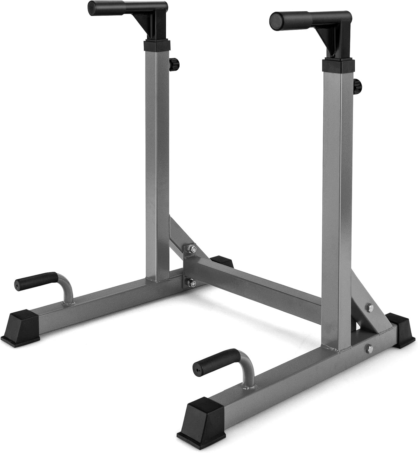 GYMAX Adjustable Dip Stand, Multifunction Dipup Station with 4 Foam