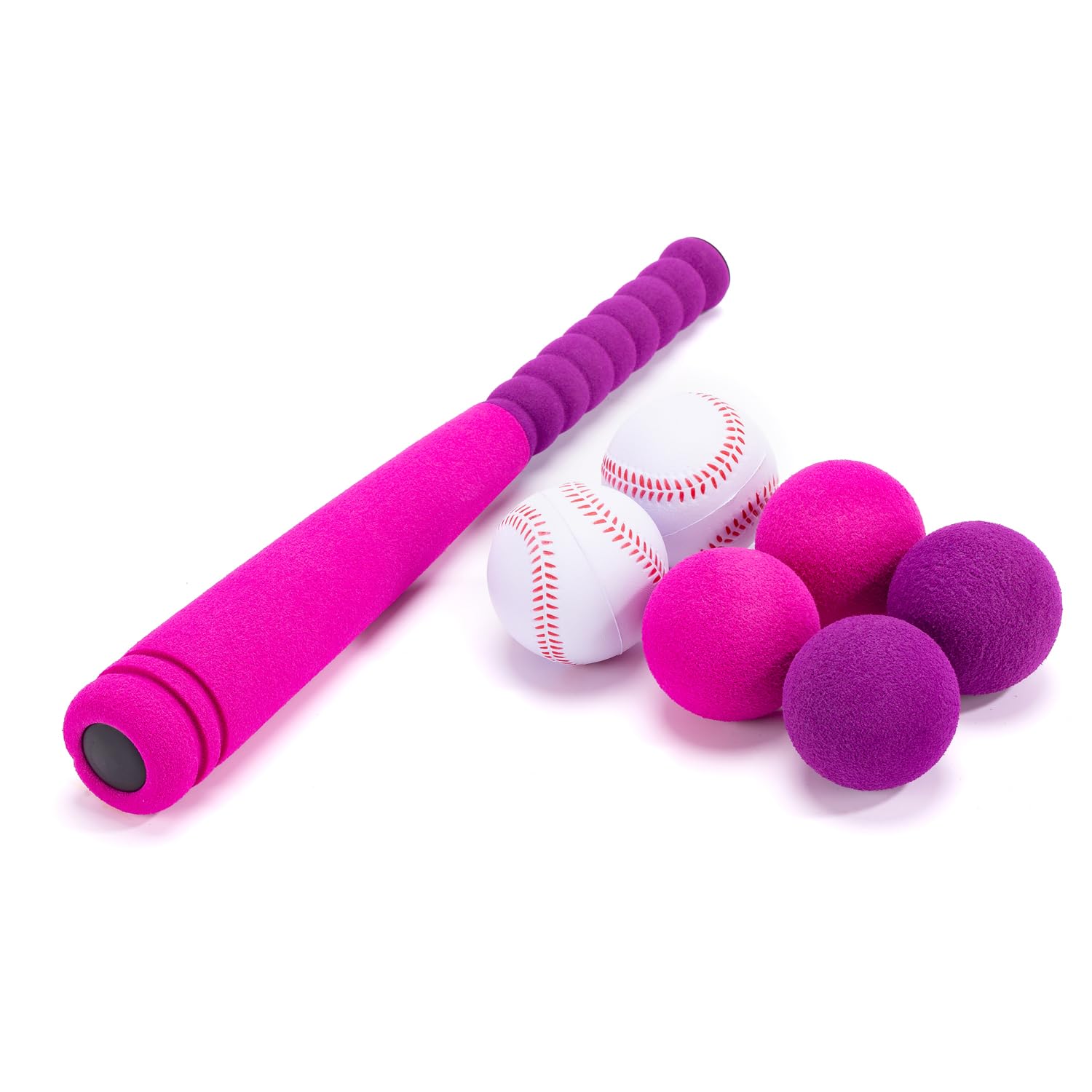 CeleMoon Bate de béisbol de espuma suave de 16.5 pulgadas [tamaño pequeño] para niñas, juego de juguete de bateo de sóftbol Tball con 6 pelotas, para niños pequeños e hija de 3 años, juego deportivo