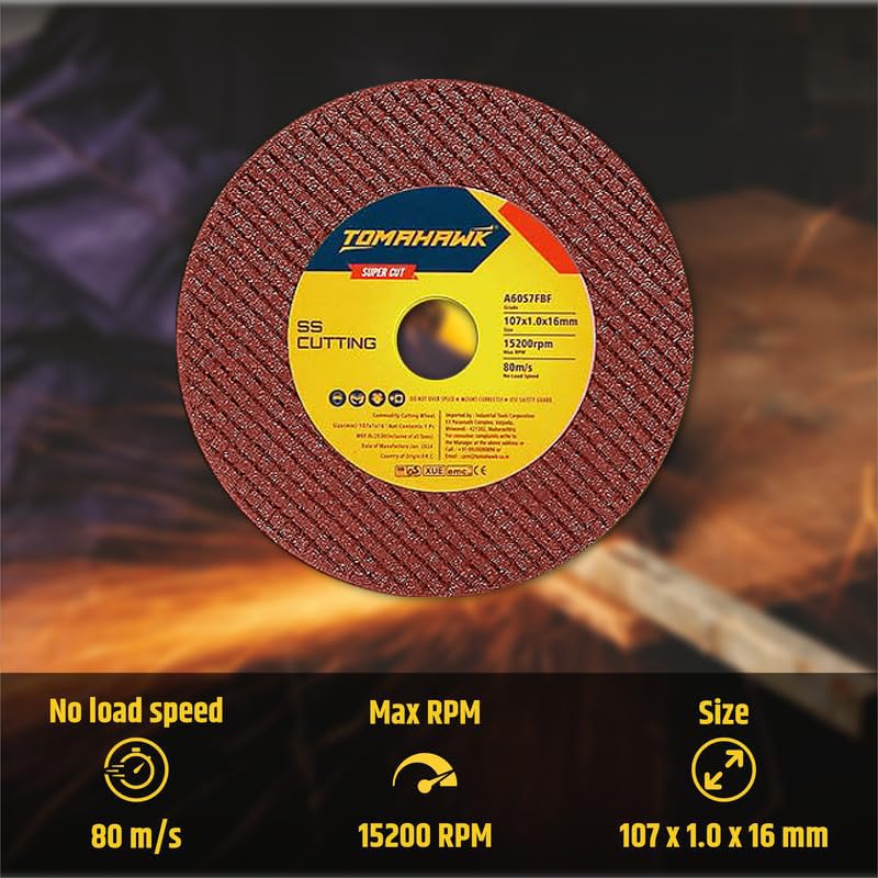 Image of TOMAHAWK 4 Inch Cut Off Wheel Double Net - 107x1.0x16mm - For Metal & Stainless Steel - Compatible with 4 inch Angle Grinder - High Precision Cutting Disc - Brown