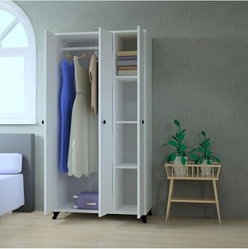 White Wardrobe with 3 Covers