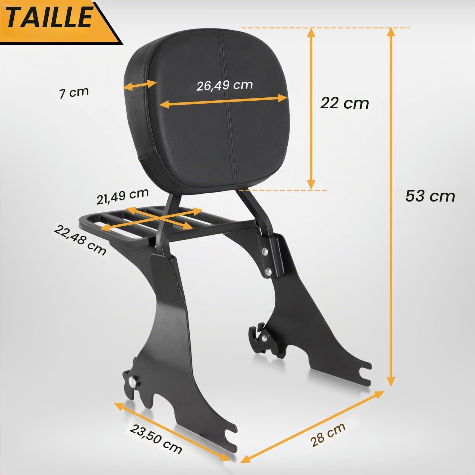 AUFER Sissy Bar à Dossier Bas pour Moto Passager avec Dossier et kit de matériel d'accueil Compatible avec Sportster 883 XL883 1200 XL1200 2004-2024