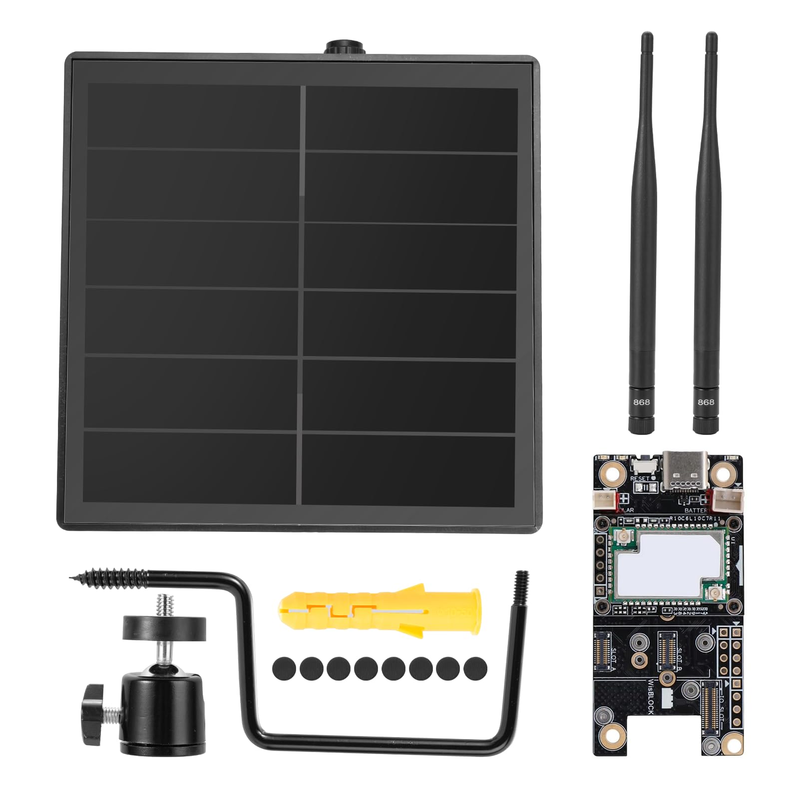 D5L Meshtastic Solar-LoRa-Repeater, compatibile con nodi Meshcore Meshtastic, antenna 868 MHz, pannello solare, batteria integrata da 5000 mAh e regolatore di carica