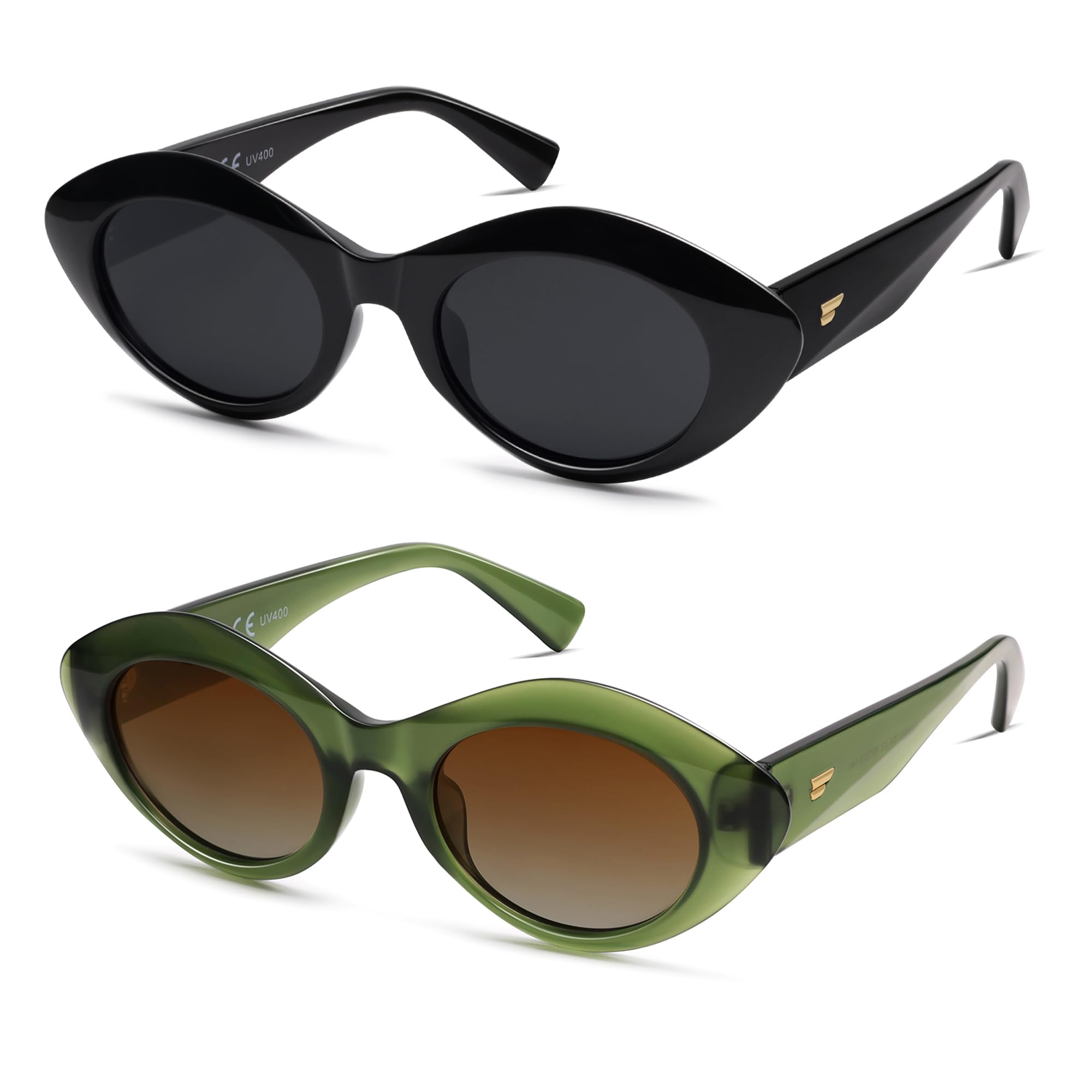 Photo 1 of ***STOCK IMAGE FOR REFERENCE***
VANLINKER Polarized Trendy Thick Oval Round Sunglasses for Women Retro Shades VL9825, Green