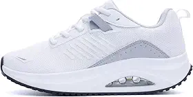 Tênis de caminhada feminino ortopédico para fascite plantar tênis moderno com suporte de arco para alívio da dor nos pés o dia todo em pé EUA 6-11, Cinza branco, 38