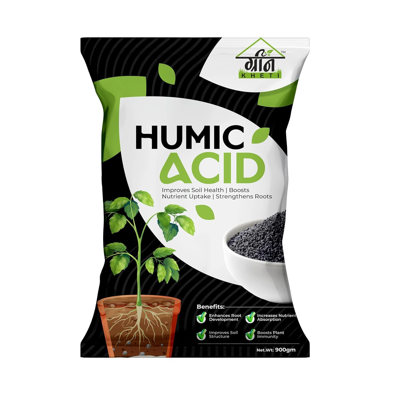 Humic Acid Powder 98% (Potassium Humate) for Plants – Organic Soil Conditioner & Growth Booster | Improves Root Development, Nutrient Uptake & Soil Health (900gm - Pack of 2)-image-6